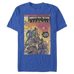 Marvel Unisex The Eternals Vintage Style Comic Cover Organic Short Sleeve T-shirt, Bright Blue, L von Marvel