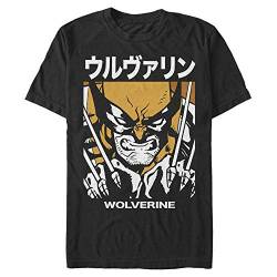 Marvel Unisex X-men Wolverine Kanji Block Organic Short Sleeve T-shirt, Schwarz, L von Marvel