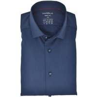 MARVELIS Businesshemd Easy To Wear Hemd - Body Fit - Langarm - Einfarbig - Dunkelblau 4-Wege-Stretch von Marvelis