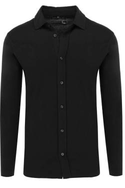 Marvelis Casual Modern Fit Jerseyhemd schwarz, Einfarbig von Marvelis