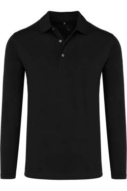 Marvelis Casual Modern Fit Longsleeve Poloshirt schwarz, Einfarbig von Marvelis