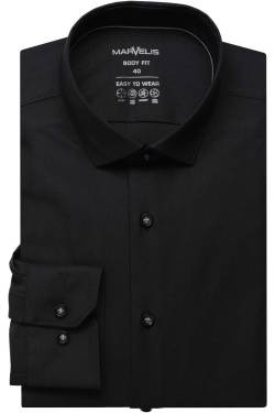 Marvelis Dynamic Flex Body Fit Hemd schwarz, Einfarbig von Marvelis