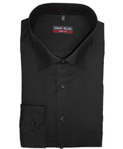 Marvelis Herren Businesshemd Body Fit, extralang, Kent-Kragen, Uni Popeline, 100% Baumwolle, schwarz 68, 41 von Marvelis