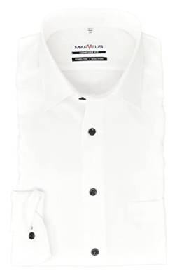 Marvelis Herren Businesshemd Comfort Fit Kent Kragen Langarm Einfarbig Weiß, Kragenweite:42 von Marvelis