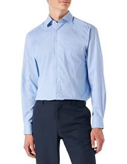 Marvelis Herren Businesshemd Non-Iron Comfort Fit, Langarm, Kent-Kragen, Mini Vichy, 100% Baumwolle, bleu 11, 39 von Marvelis