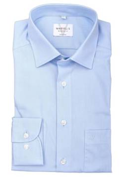 Marvelis Herren Businesshemd Non-Iron Modern Fit, Langarm, Kent-Kragen, Chambray, 100% Baumwolle, bleu 11, 40 von Marvelis