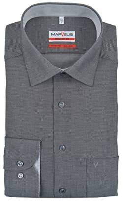 Marvelis Herren Businesshemd Non-Iron Modern Fit, Langarm, Kent-Kragen, Struktur, 100% Baumwolle, schwarz 68, 46 von Marvelis