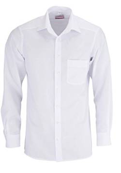 Marvelis Herren Businesshemd Non-Iron Modern Fit, extralang, Kent-Kragen, Uni Popeline, 100% Baumwolle, Weiss 00, 46 von Marvelis