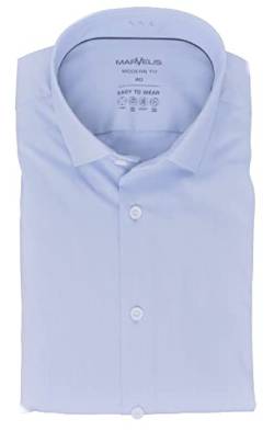 Marvelis Herren Easy to Wear Hemd Modern Fit Kent Kragen Langarm Stretch Einfarbig Hellblau, Größe:40 von Marvelis
