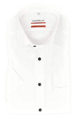 Marvelis Herren Kurzarmhemd Modern Fit Kent Kragen Kurzarm Einfarbig Weiß, Kragenweite:42 von Marvelis