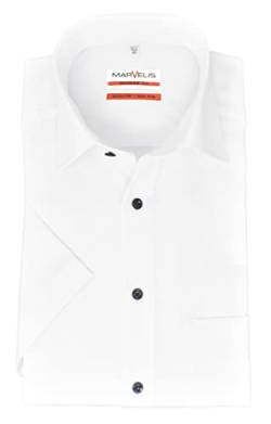 Marvelis Herren Kurzarmhemd Modern Fit Kent Kragen Kurzarm Struktur Weiß, Kragenweite:44 von Marvelis