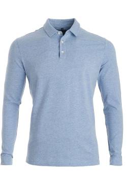 Marvelis Longsleeve Poloshirt hellblau, Gemustert von Marvelis