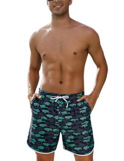 Marvmys Badehose Herren Schnelltrocknend Badeshorts Kurzen Strandhose Beachwear Schwimmshorts mit Meshfutter und Verstellbarem Tunnelzug Stil C M von Marvmys