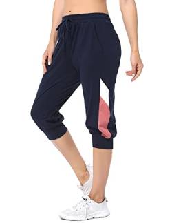 Marvmys Damen Jogginghose 3/4 High Waist Sporthose Trainingsanzug Sporthose Frauen 100% Baumwolle Trainingshose Fitness Damen Freizeithosen Dunkelblau M von Marvmys