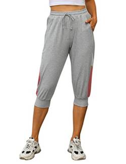 Marvmys Damen Jogginghose 3/4 High Waist Sporthose Trainingsanzug Sporthose Frauen 100% Baumwolle Trainingshose Fitness Damen Freizeithosen Hellgrau L von Marvmys