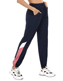 Marvmys Jogginghose Damen Baumwolle High Waist Sporthose Lang Trainingsanzug Hose Frauen Trainingshose Yogahose Freizeithose Sweathose Dunkelblau S von Marvmys