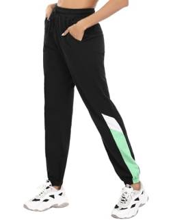 Marvmys Jogginghose Damen Baumwolle High Waist Sporthose Lang Trainingsanzug Hose Frauen Trainingshose Yogahose Freizeithose Sweathose Schwarz-B L von Marvmys