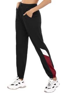 Marvmys Jogginghose Damen Baumwolle High Waist Sporthose Lang Trainingsanzug Hose Frauen Trainingshose Yogahose Freizeithose Sweathose Schwarz-C L von Marvmys