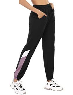 Marvmys Jogginghose Damen Baumwolle High Waist Sporthose Lang Trainingsanzug Hose Frauen Trainingshose Yogahose Freizeithose Sweathose Schwarz XXL von Marvmys