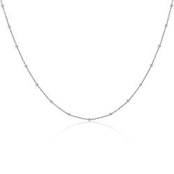 Mary & Jules Choker Kette Damen 925 Sterling Silber, feine Kugelkette aus recyceltem Silber, mit einzelnen Kugeln, Länge 38 + 4 cm, Kette Silber für Frauen Mädchen von Mary & Jules