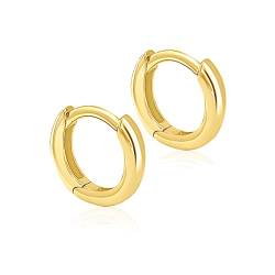 Mary & Jules Creolen Gold klein aus 925 Sterling Silber vergoldet, goldene Ohrringe Damen aus recyceltem Silber, Klappcreolen, Damen Ohrringe Gold, Echtschmuck Ohrstecker für Frauen und Mädchen von Mary & Jules