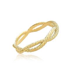 Mary & Jules Damen Ring Gold Infinity aus echtem 925 Sterling Silber, vergoldet, schlichter, feiner Fingerring, aus recyceltem Silber, Größe 54 von Mary & Jules