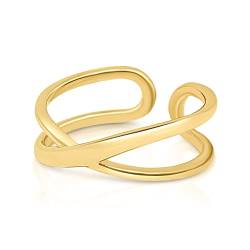 Mary & Jules Damen Ring Gold aus echtem 925 Sterling Silber, vergoldet, schlichter, feiner Fingerring, aus recyceltem Silber von Mary & Jules