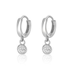 Mary & Jules Ohrringe Silber aus 925 Sterling Silber mit weißem Zirkonia Kristall, schlichte Damen Creolen Silber, Echtschmuck Ohrstecker für Frauen und Mädchen, aus recyceltem Silber von Mary & Jules