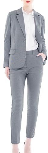 Marycrafts Damen Business Blazer Hose Anzug Set für Arbeit, Houndstooth, 42 von Marycrafts
