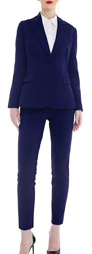 Marycrafts Professioneller Damen-Blazer Hosenanzug Set für die Arbeit, Marineblau, 42 von Marycrafts