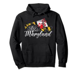 Maryland Flagge T-Shirt und Pride Home Family, Vintage Maryland Pullover Hoodie von Maryland State Flag Retro Gifts for Maryland day