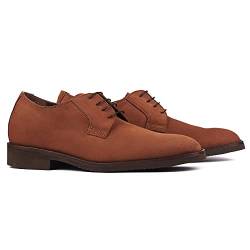 Masaltos Schuhe Herrenschuhe die auf unsichtbare Weise Ihre Körpergrösse bis zu 7 cm erhöhen. Herrenschuhe mit verstecktem Absatz. Modell Lawson Hellbraun 41 von Masaltos Schuhe