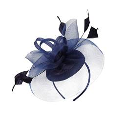 2023 Fascinator Hut Feder Mesh Tea Party Haarband für Frauen Stirnband Neon Gelb (Navy, One Size) von Mashaouyo