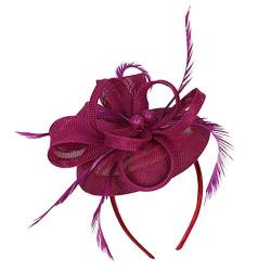 Clip Hochzeit Haar Frauen Kopfschmuck Fascinator Casual Handmade Stirnband Ohrenwärmer Damen (Wine, One Size) von Mashaouyo