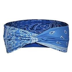 Elastisches Frauen-Band-Stirnband-Druck-Bandana-Wrap-Stirnband-Haar-Stirnband Herren Stirnband Winter (Blue, S) von Mashaouyo