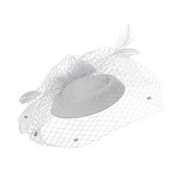 Fascinators für Frauen, Tea-Party-Stirnband, Hut, Netzfedern, Haarspange für Hochzeit, Cocktail und Kirche Kopftuch Damen Sommer (Grey, One Size) von Mashaouyo