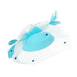 Fascinators für Frauen, Tea-Party-Stirnband, Hut, Netzfedern, Haarspange für Hochzeit, Cocktail und Kirche Kopftuch Damen Sommer (Sky Blue, One Size) von Mashaouyo