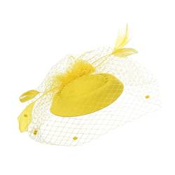 Fascinators für Frauen, Tea-Party-Stirnband, Hut, Netzfedern, Haarspange für Hochzeit, Cocktail und Kirche Kopftuch Damen Sommer (Yellow, One Size) von Mashaouyo