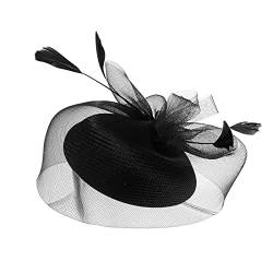 Fascinators für Frauen, Tea-Party-Stirnband, Hut, Netzfedern, Haarspange für Hochzeit, Cocktail und Kirche Schweißband Stirn (Black, One Size) von Mashaouyo