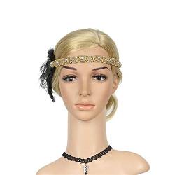 Flapper Zwanziger Jahre Headband Vintage-Kopfbedeckung großer Haarreif Stirnband Herren Winter Wolle (Gold, One Size) von Mashaouyo