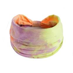 Frauen Casual Tie Dye Regenbogenfarbe Erweiterung Yoga Haarband Sport elastisches Schweiß absorbierendes Stirnband Elastisches Haarband Damen (Yellow, One Size) von Mashaouyo