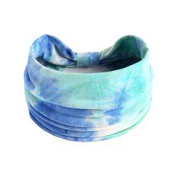 Frauen Casual Tie Dye Regenbogenfarbe Erweiterung Yoga Haarband Sport elastisches Schweiß absorbierendes Stirnband Reithelm Ohrenwärmer (Sky Blue, One Size) von Mashaouyo