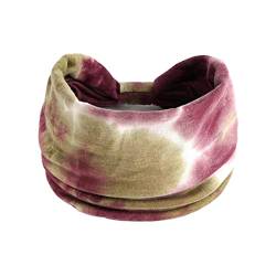 Frauen Casual Tie Dye Regenbogenfarbe Erweiterung Yoga Haarband Sport elastisches Schweiß absorbierendes Stirnband Reithelm Ohrenwärmer (Wine, One Size) von Mashaouyo