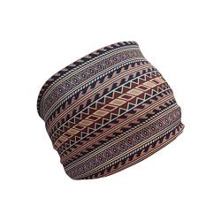 Frauen-Druck-Stirnband-elastischer Kopfwickel-Haarband-Bandana-Stirnband Eiskunstlaufanzug (Coffee, One Size) von Mashaouyo