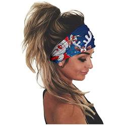 Frauen-Druck-Stirnband-elastischer Kopfwickel-Haarband-Bandana-Stirnband Kosmetik Stirnbänder (Blue, One Size) von Mashaouyo