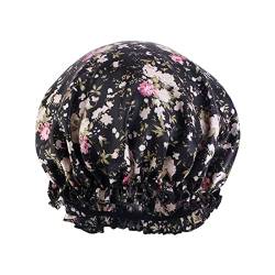 Frauen Hut Mütze Haar Turban Wrap Turban Hüte Bad Duschhaube Badehut Haarschutz Duschhauben Fahrrad Kopfbedeckung Herren (Black, One Size) von Mashaouyo