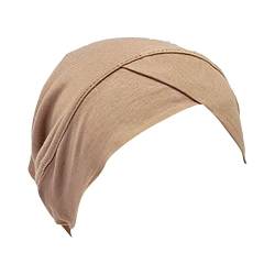 Frauen-beiläufige mehrfarbige Stirnkappen-Mode-Normallack-Hijab-muslimische Basiskappe Kosmetik Stirnbänder (Rose Gold, One Size) von Mashaouyo
