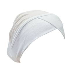 Frauen-beiläufige mehrfarbige Stirnkappen-Mode-Normallack-Hijab-muslimische Basiskappe Kosmetik Stirnbänder (White, One Size) von Mashaouyo