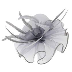 Frauen eleganten Hutgurt Blume Feder Party-hat Haar-Clip-Haarbügeln Zubehör Schweißbänder Handgelenk (Grey, One Size) von Mashaouyo