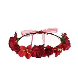 Haarband weiblicher Haarreif Kronenblume Haarbandkränze Haarreif Ohrenwärmer Helm (B, One Size) von Mashaouyo